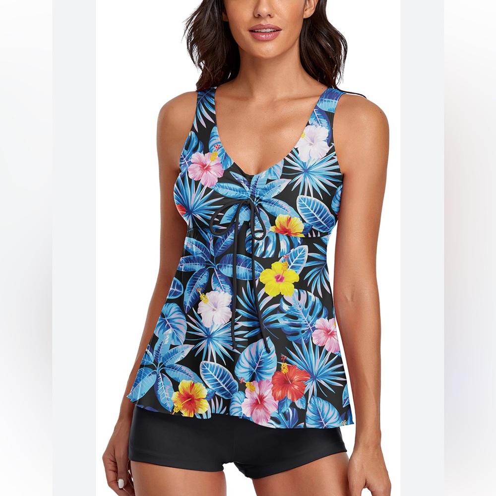 Womens Tankini Swimsuits‎ with Boy Shorts Tummy Control Skirtini Modest NWOT XXL